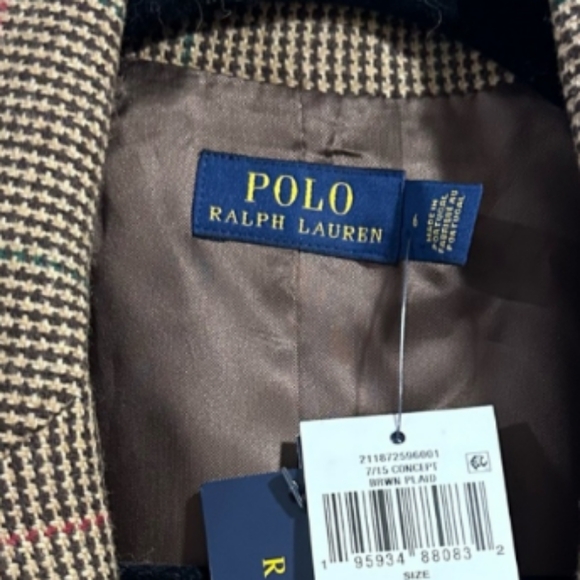 Ralph Lauren plaid brown Women one button blazer wool  Size 18 (XL) - Picture 4 of 9